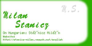 milan stanicz business card